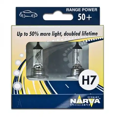 Premium NARVA ŻARÓWKI H7 RANGE POWER +50% 2 szt.