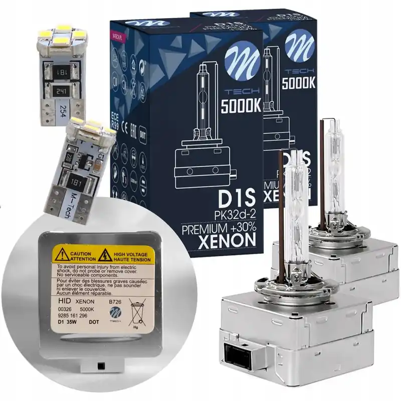 Tylko dziś 2x Żarówki ksenon Żarnik Xenon M-Tech D1S PREMIUM 5000K + W5W LED