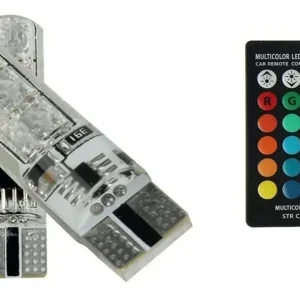2x LED T10, W5W 12V RGB CANBUS +PILOT kolory strob Ekspresowa dostawa