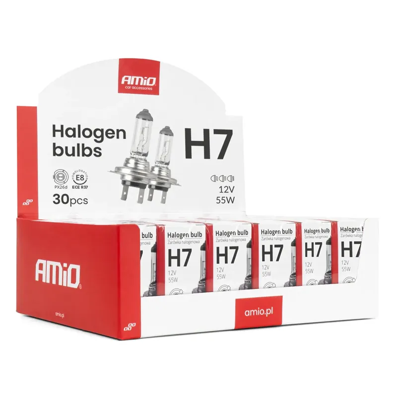 Promocja Zestaw żarówek halogenowych H7 12V 55W UV filtr 30szt. AMIO-04399