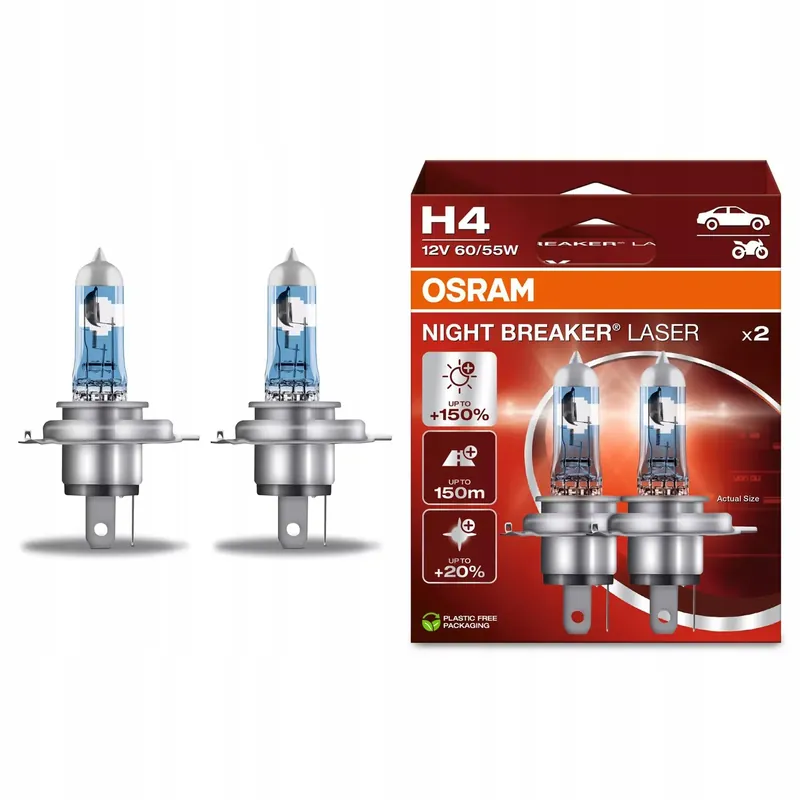 Popularny Żarówka samochodowa H4 12V 55W NIGHT BREAKER LASER 64193NL-2HB 2 szt OSRAM