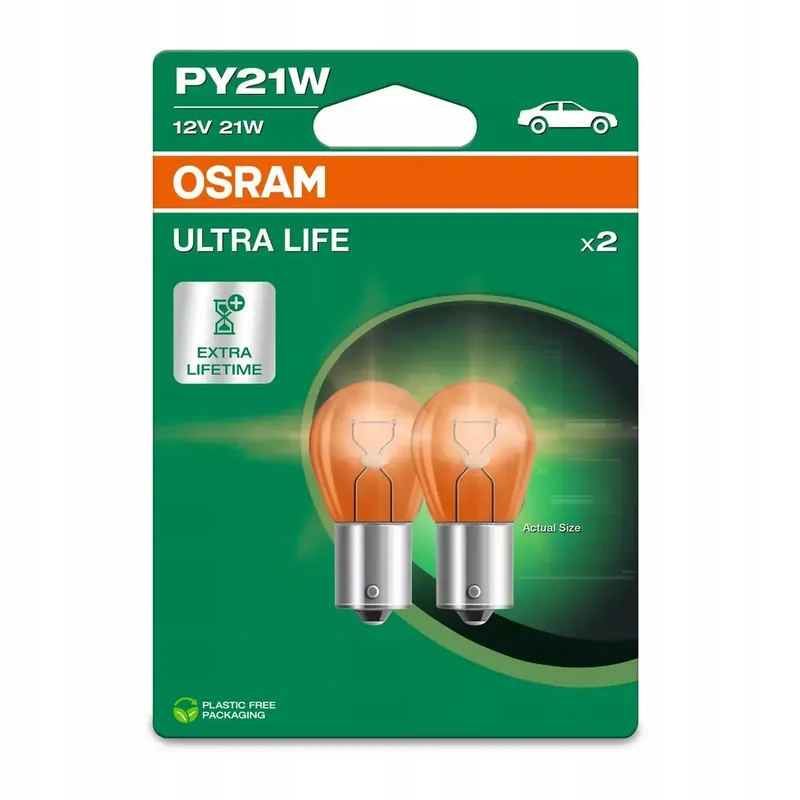 Ekspresowa dostawa ŻARÓWKA PY21W 12V POMARAŃCZOWA ULTRA LIFE OSRAM 2 SZTUKI BLISTER mocowanie