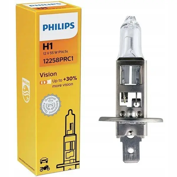 ŻARÓWKA PHILIPS H1 VISION +30% 12V 55W 1 SZT Zwrot pieniędzy