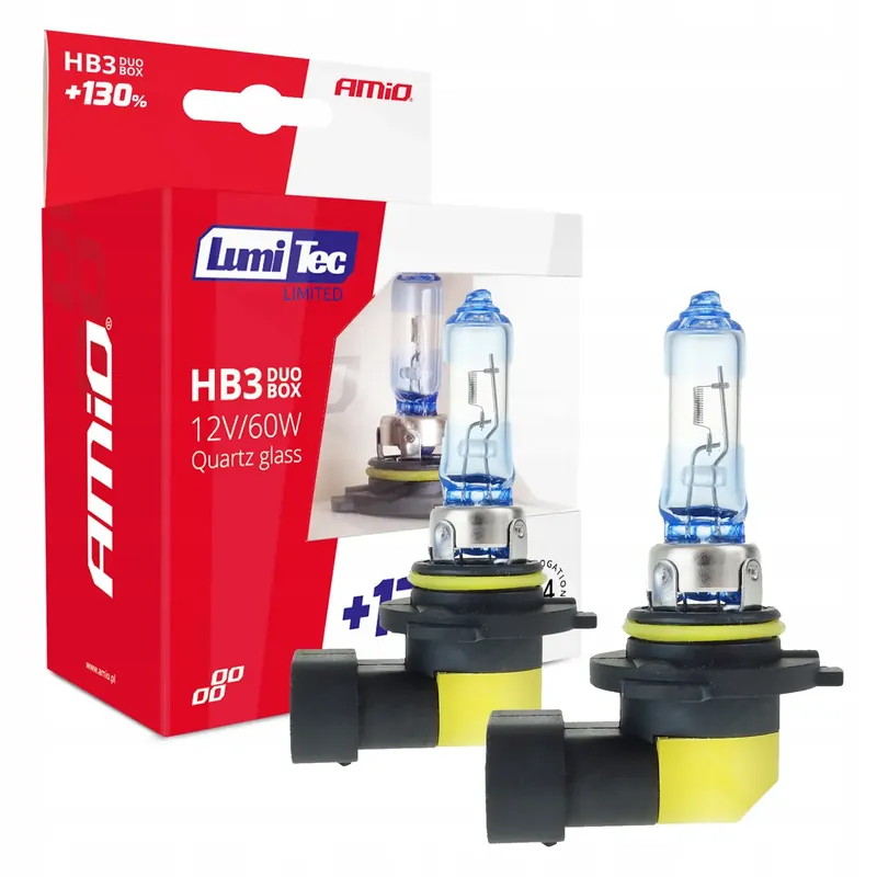 2x Żarówka halogenowa żarówki xenon HB3 12V 60W +130% homologacja Lumitec Autentyczny