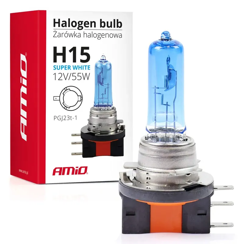 Żarówka halogenowa H15 12V 55W Super White AMIO-01492 Rabat