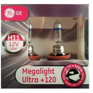 ŻARÓWKA GE H11 MEGALIGHT ULTRA +120% KOMPLET 2 SZT Wysoka jakość