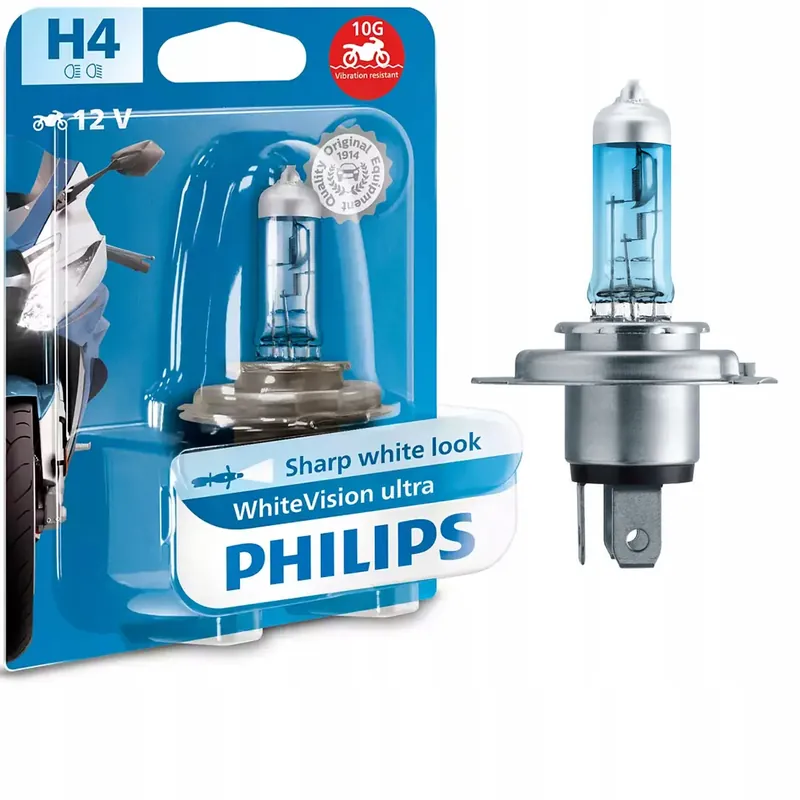 Premium Philips White Vision Ultra Moto H4 12V 60/55W