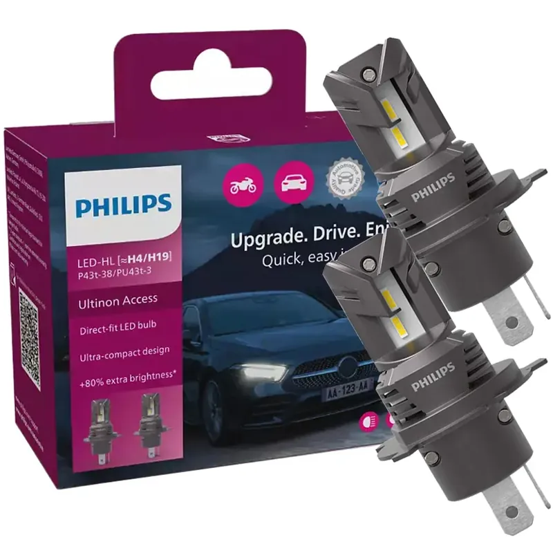 ŻARÓWKI H4 H19 PHILIPS LED RETROFIT ULTINON ACCESS ŁATWY MONTAŻ 6000K BIAŁE Autentyczny