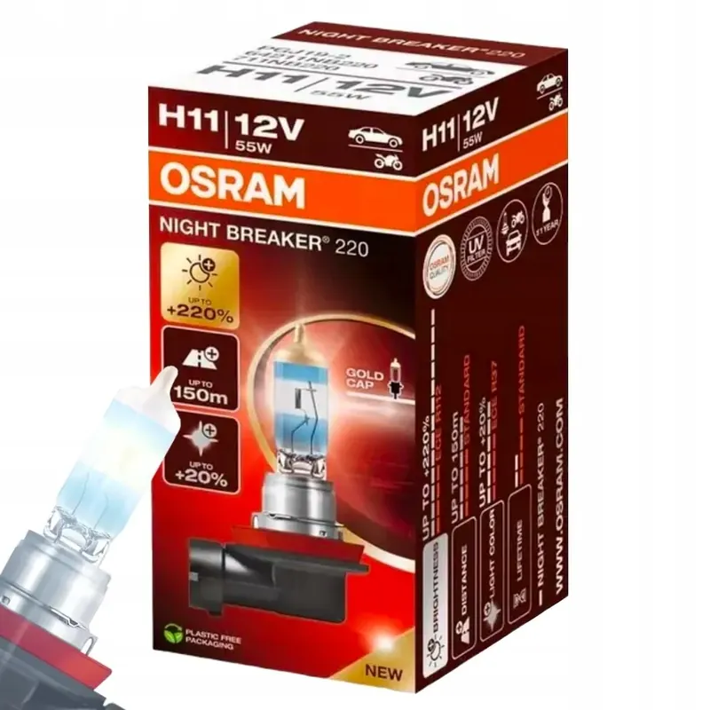 Szybka dostawa ŻARÓWKA H11 OSRAM NIGHT BREAKER 220 DO 220% WIĘCEJ ŚWIATŁA