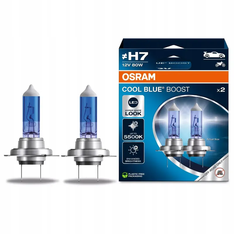 Autentyczny Żarówka samochodowa H7 12V 80W Cool Blue BOOST OSRAM 2 sztuki