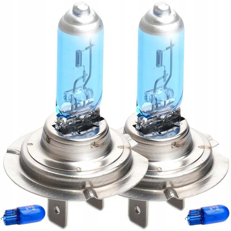 Szybka dostawa 2x ŻARÓWKA H7 SUPER WHITE + W5W 12V 55W E4 KSENON ZIMNY BIAŁY ZESTAW