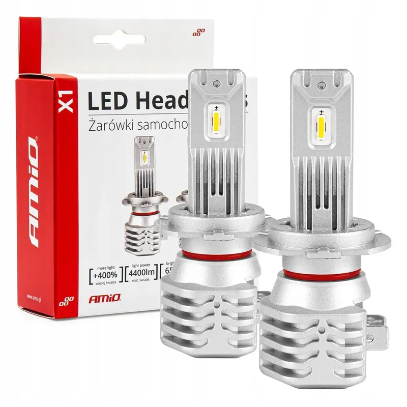 Żarówki samochodowe LED seria X1 H7 6500K Canbus AMIO-02966 Darmowa dostawa