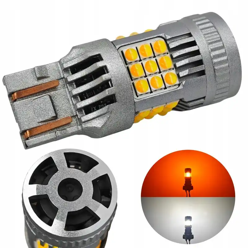 Darmowa dostawa 7443 LED żarówka W21/5W 12-24V biało-pomarańczowa bez błędu 100% CANBUS