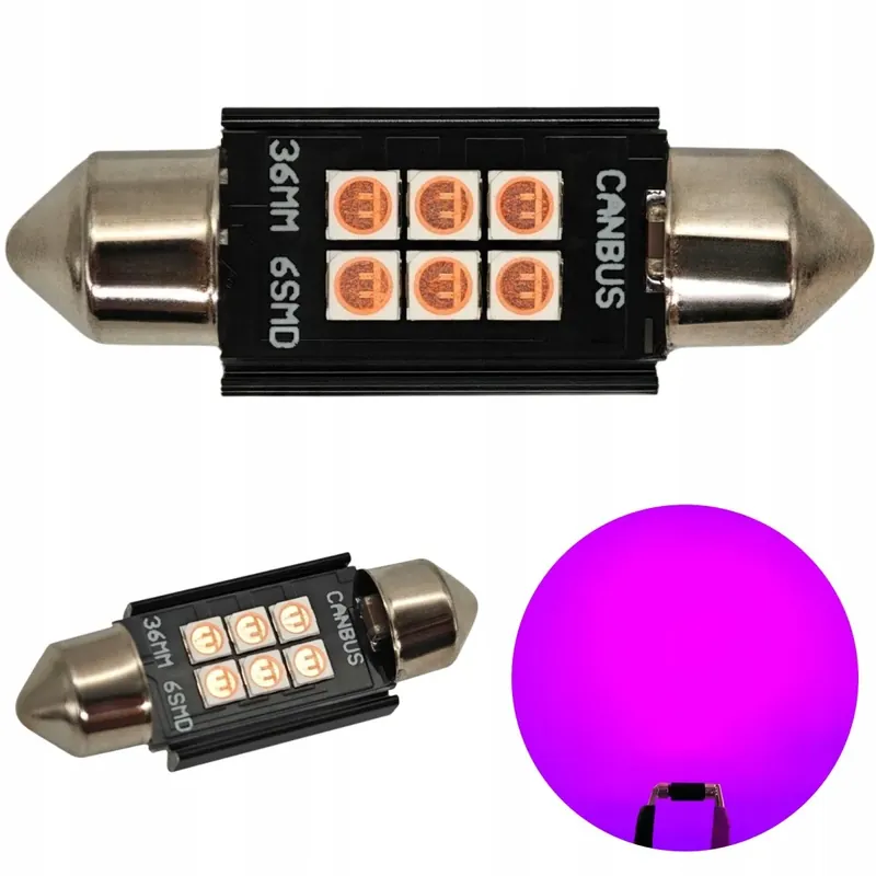 C5W 36mm żarówka LED SV8.5 12-24V CANBUS - Różowy Nowość
