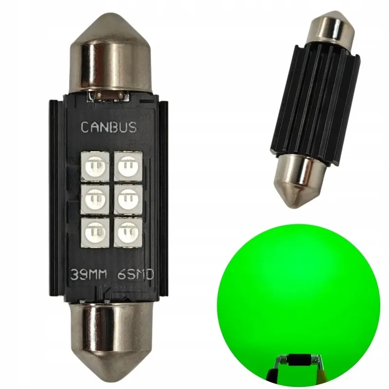 C5W 39mm rurka LED żarówka SV8.5 12-24V CANBUS Zielony Niska cena