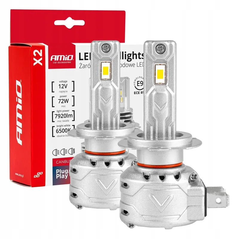 Żarówki samochodowe LED seria X2 H7 6500K Canbus AMIO-02973 Oryginalny