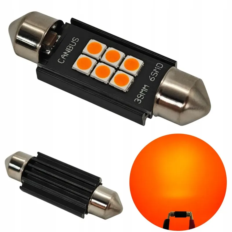 C5W C10W żarówka LED SV8.5 12-24V CANBUS 39mm - mocna Pomarańczowa Oryginalny