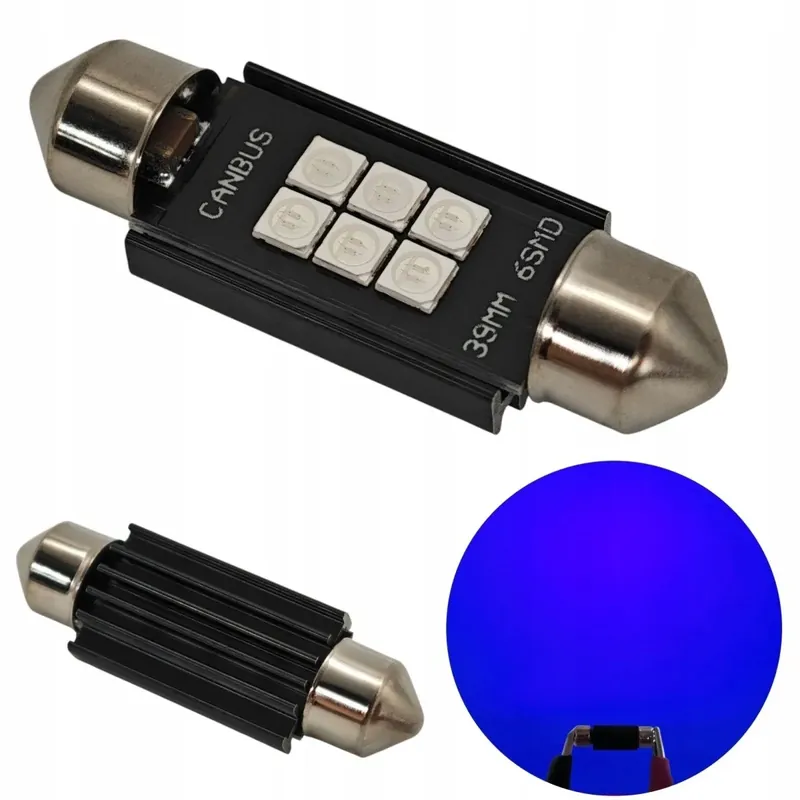 C5W C10W żarówka LED SV8.5 12-24V CANBUS 39mm - mocna Niebieska Ostatnia szansa