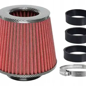 Oryginalny Filtr powietrza stożkowy 155x130x120 mm, czerwony/carbon, adaptery: 60, 63,