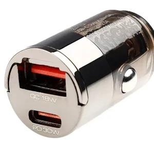 Niska cena WAYME Ładowarka 12/24V, USB 18W + USB-C PD 30W, nano, z pierścieniem