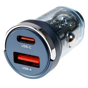 WAYME Ładowarka 12/24V, USB 18W + USB-C PD 33W, z pierścieniem, przezroczys Wysoka jakość