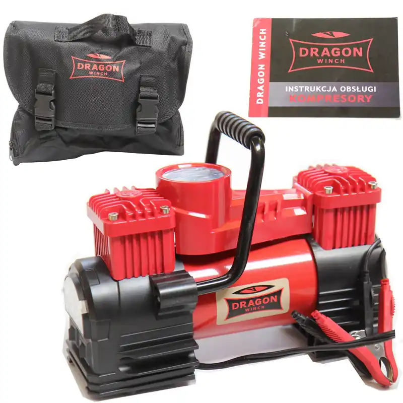 KOMPRESOR SAMOCHODOWY DO OPON DWUTŁOKOWY Pompka sprężarka 12V LED DUBAJ Oferta limitowana