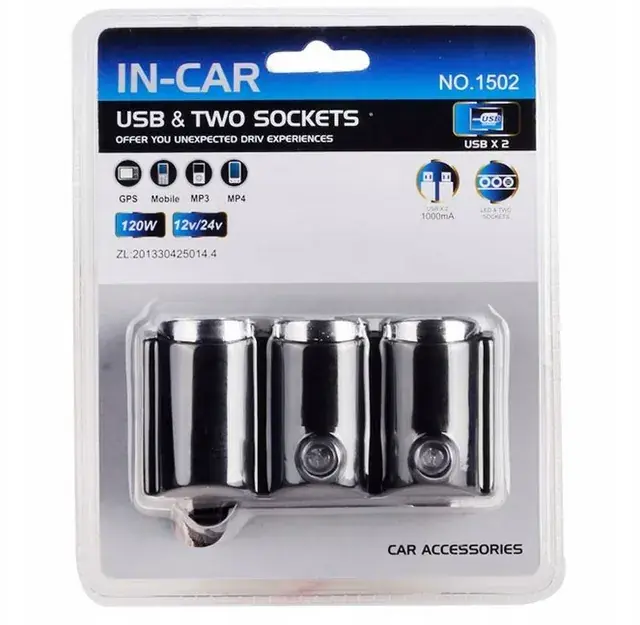 Rozdzielacz gniazda zapalniczki In-Car 120 W Autentyczny