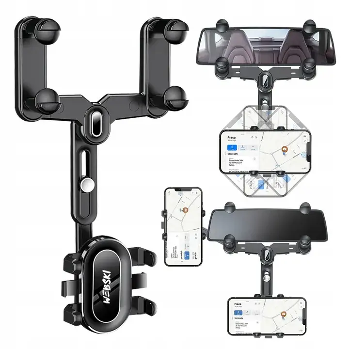 MOCNY UCHWYT NA TELEFON DO SAMOCHODU MOCOWANY NA LUSTERKO WSTECZNE COFANIA Wysoka jakość