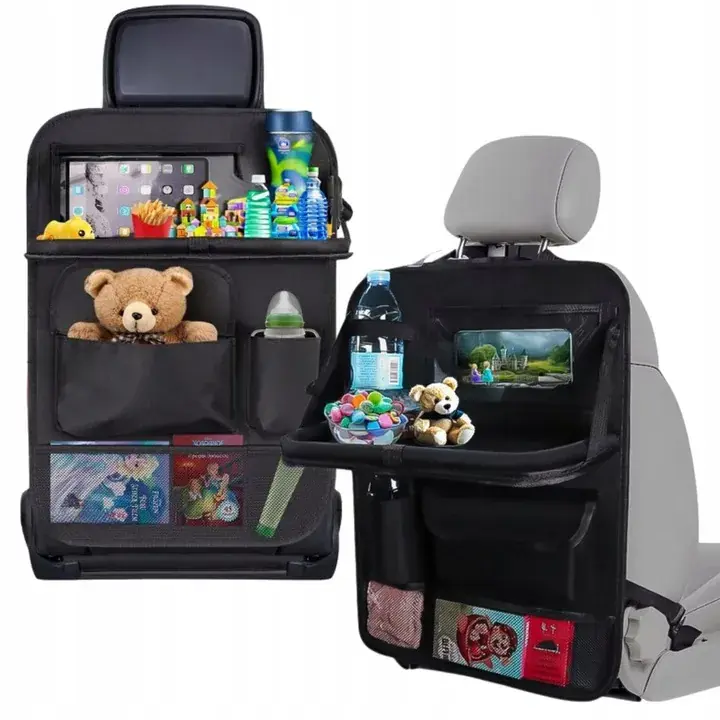 2 x ORGANIZER SAMOCHODOWY NA FOTEL DO AUTA STOLIK OCHRANIACZ OSŁONA CZARNY Oferta