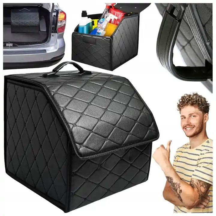 Zwrot pieniędzy ORGANIZER DO BAGAŻNIKA TORBA SAMOCHODU AUTA KUFER NA RZEPY SZTYWNY POJEMNY