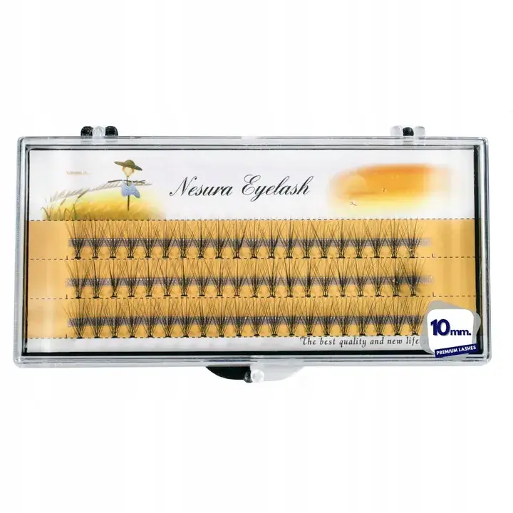 60x Nesura Eyelash Rzęsy Kępki Premium rozmiar 10mm Jedwabne Skręt C Zamów teraz