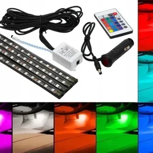 4x12SMD OŚWIETLENIE WNĘTRZA KABINY AUTA POJAZDU LED RGB DŁUGIE 48xSMD Autentyczny