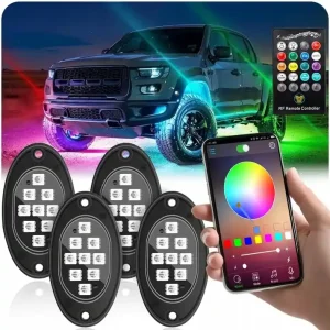 Rabat PODŚWIETLENIE PODWOZIA LED RGB LAMPKI POD SAMOCHÓD AUTO 4szt + PILOT APPka