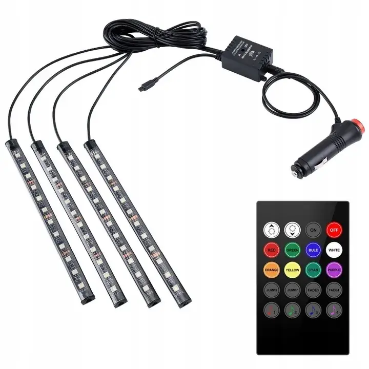 OŚWIETLENIE KABINY 4x12 LED RGB MUSIC AUDIO DŹWIĘK Bezpieczna płatność