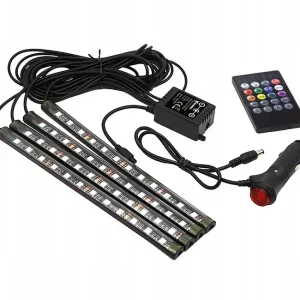 Zwrot pieniędzy Taśma LED RGB oświetlenie wnętrza auta Listwy 22cm
