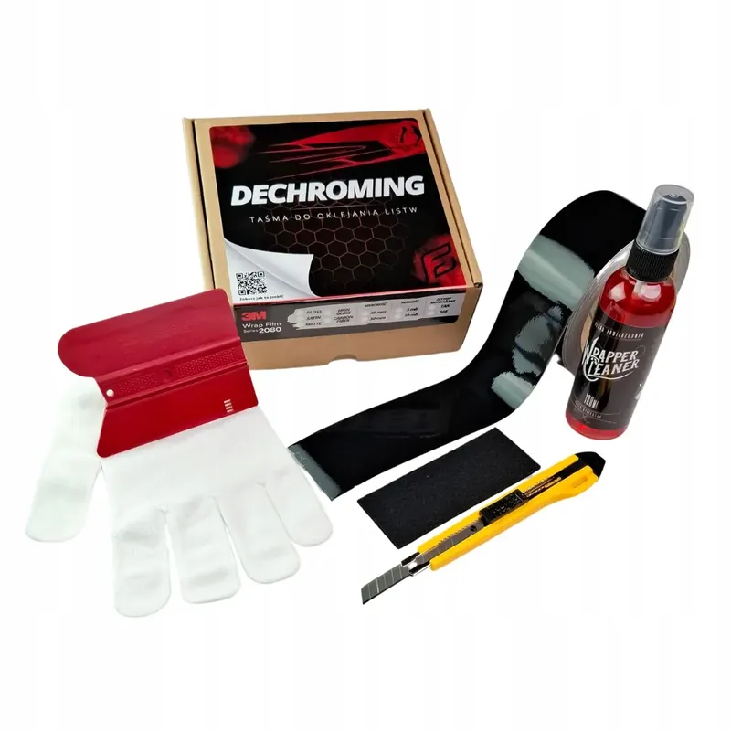 Zestaw do Dechromingu z narzędziami - Czarny połysk 3M G12 5x500cm Szybka dostawa