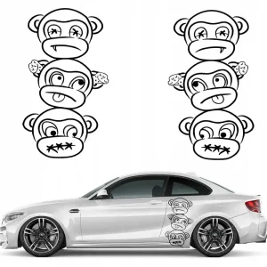 2szt NAKLEJKI na Auto WZÓR MAŁPKI MAŁPY 44x76cm Bezpieczna płatność