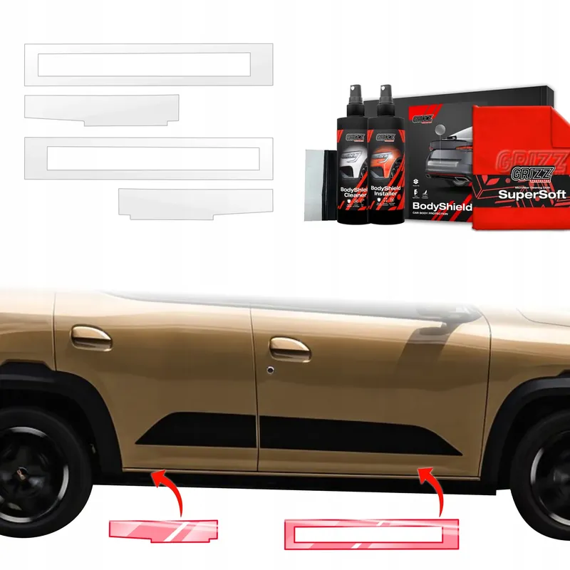 4w1 Folia okleina PPF na progi do Dacia Spring (2024-2025) Grizz Wysoka jakość