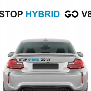 Darmowa dostawa NAKLEJKA Grafika na samochód STOP HYBRID GO V8 3x38 cm | KOLORY