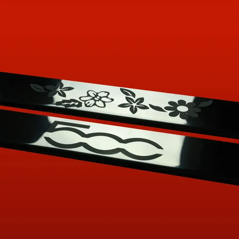 FIAT 500 Listwy progowe 500 FLOWERS Wykończenie połysk ze stali nierdzewnej Bezpieczna płatność