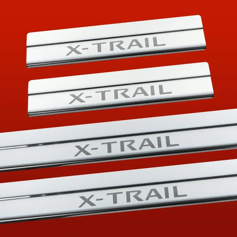 NISSAN X-TRAIL MK3 T32 Nakładki na progi drzwi Wykończenie połysk ze stali Oferta limitowana