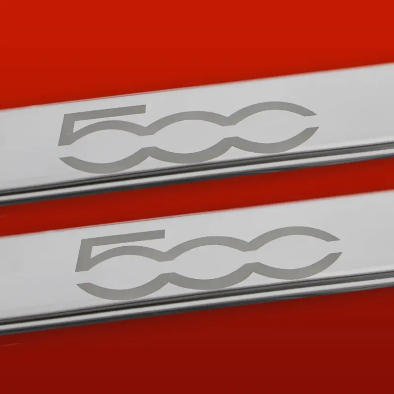 Tani Nakładki progowe FIAT 500, wykończenie połysk ze stali nierdzewnej 304