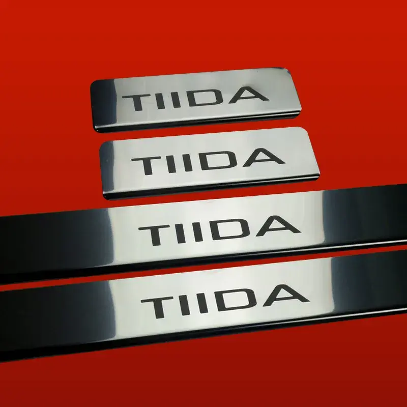 NISSAN TIIDA MK1 5-drzwiowe listwy progowe, wykończenie połysk ze stali nie Oryginalny