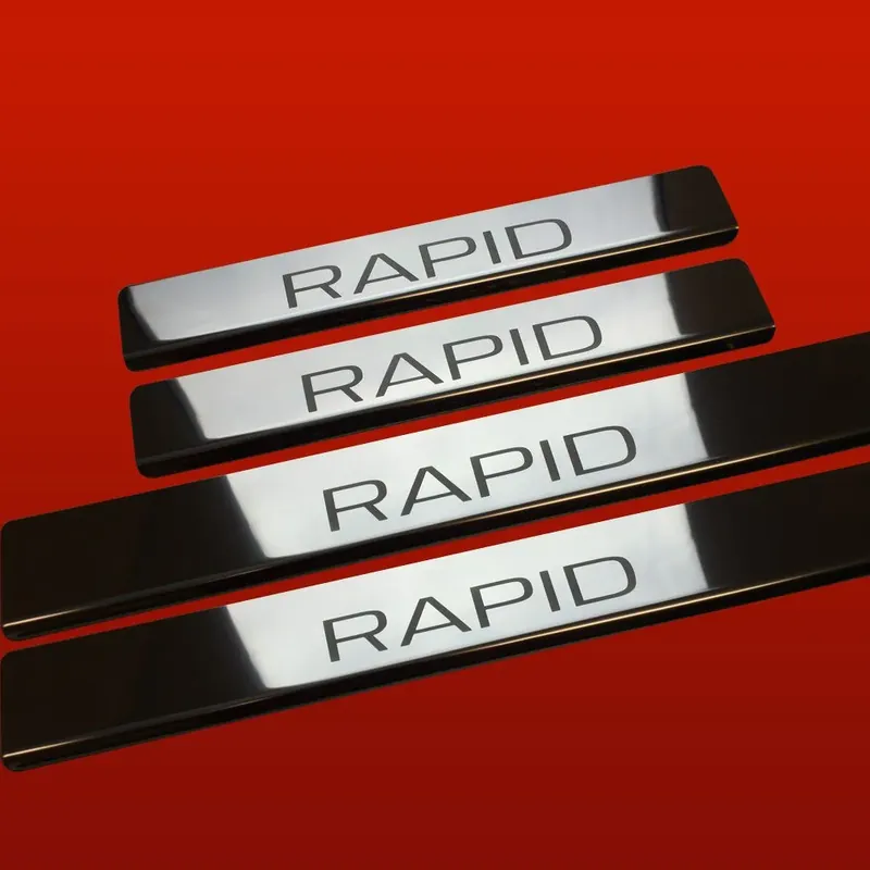 Bezpieczna płatność SKODA RAPID Nakładki progowe ze stali nierdzewnej 304 Wykończenie połysk