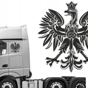 Naklejka ORZEŁEK na bok pojazdu 48x50cm czarny GODŁO POLSKI ORZEŁ ploterowa Nowość