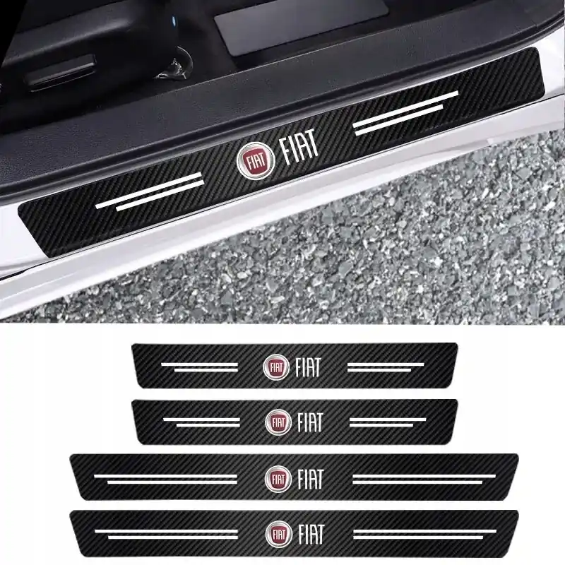 Karbonowe naklejki ochronne na progi FIAT Zestaw 4 sztuki Ekspresowa dostawa