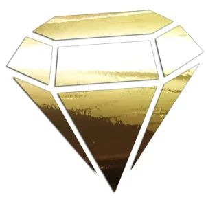 Wycinana naklejka DIAMENT - BRYLANT - KRYSZTAŁ złoty chrom - J and A Ostatnia szansa