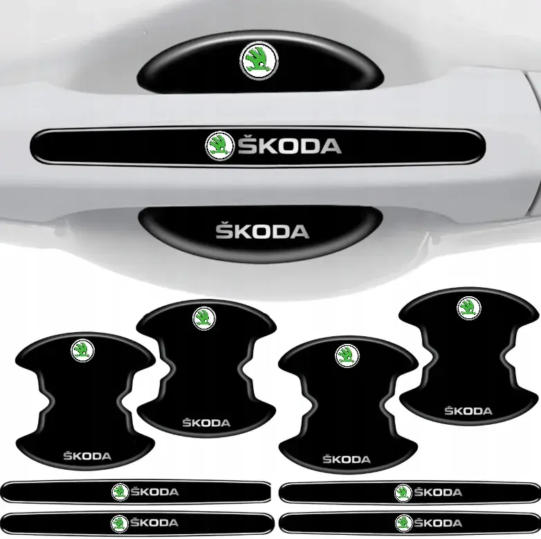 Naklejki ochronne pod klamki samochodu SKODA MOCNA FOLIA do auta 8 szt Popularny