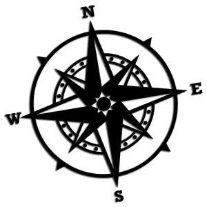 Wysoka jakość Wycinana naklejka RÓŻA WIATRÓW #6 czarna - J and A