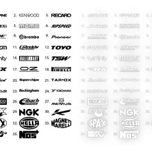 Oryginalny Komplet naklejek LOGA TUNINGOWE - na samochód na auto KOLOR